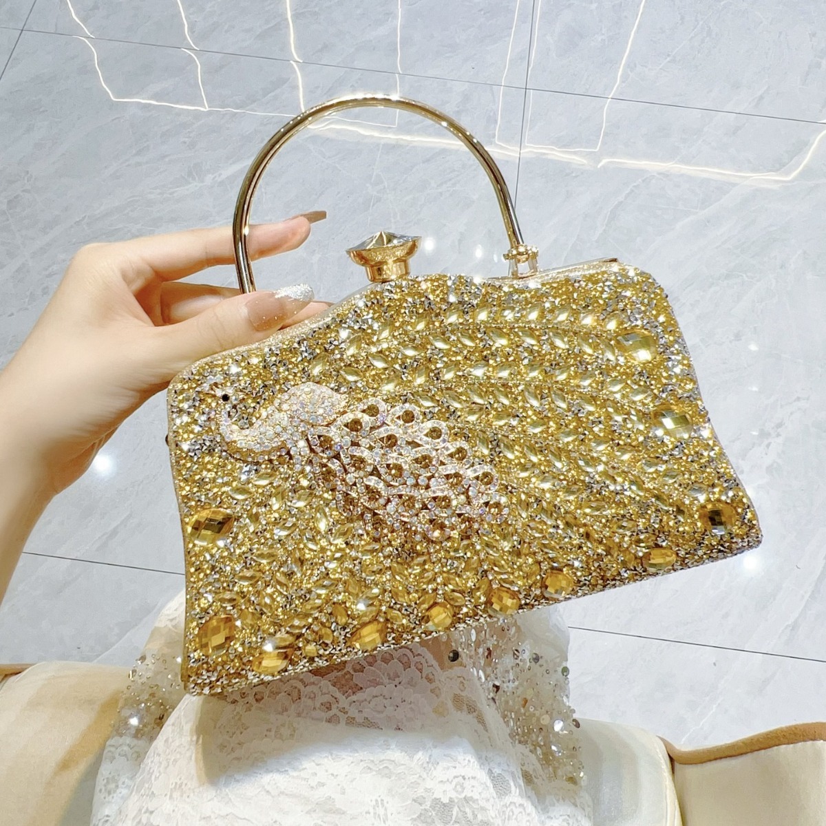Women Handheld Bags - حقيبة يد جديدة ماسية كاملة مع