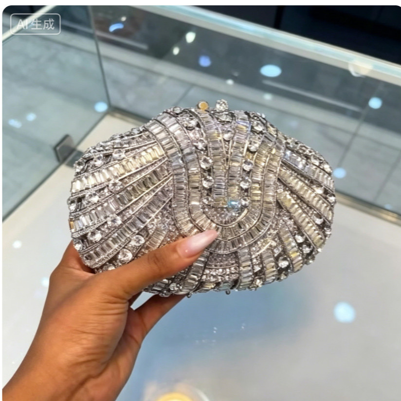 Women Handheld Bags - حقيبة يد نسائية من الكريستال والألماس،