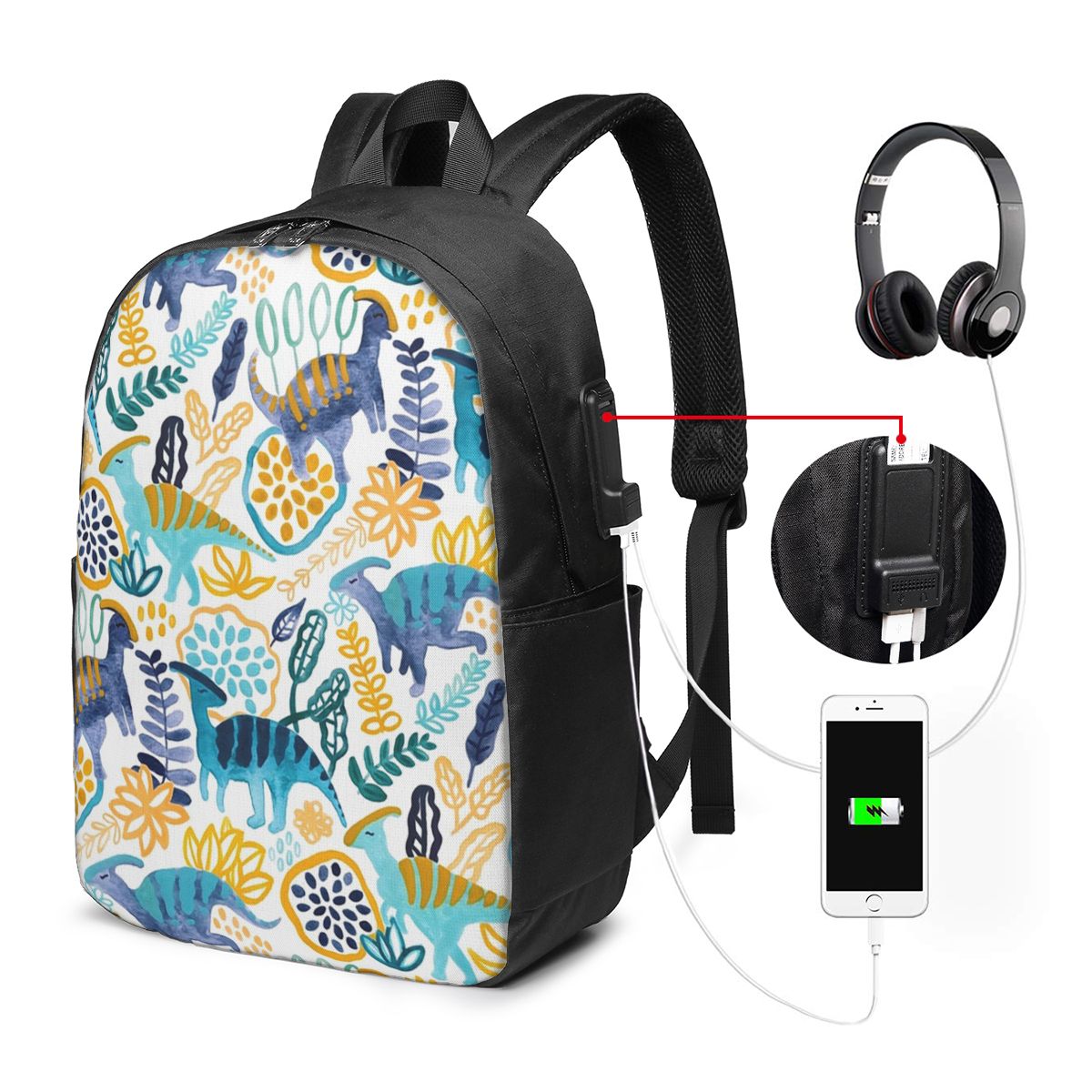 Women Bags College - حقيبة ظهر من Gouache Parasaurolophuses للسفر،