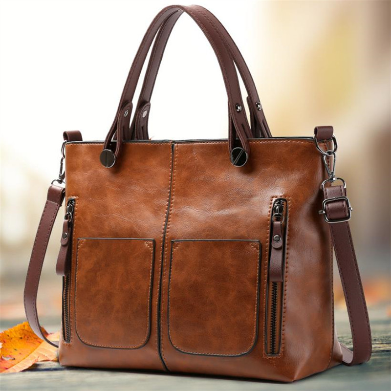 Women'S Bags Cross Body - حقيبة كتف جلدية ريترو للنساء مع