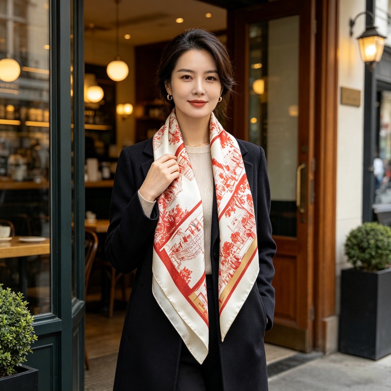 وشاح مربع فاخر من حرير التوت ا - مراجعة Women Bags Online وسعره